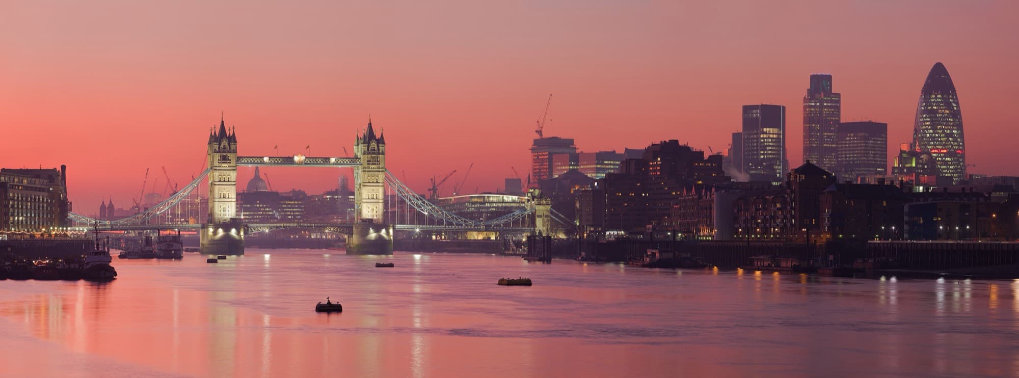 The Thames and the London skyline at sunset