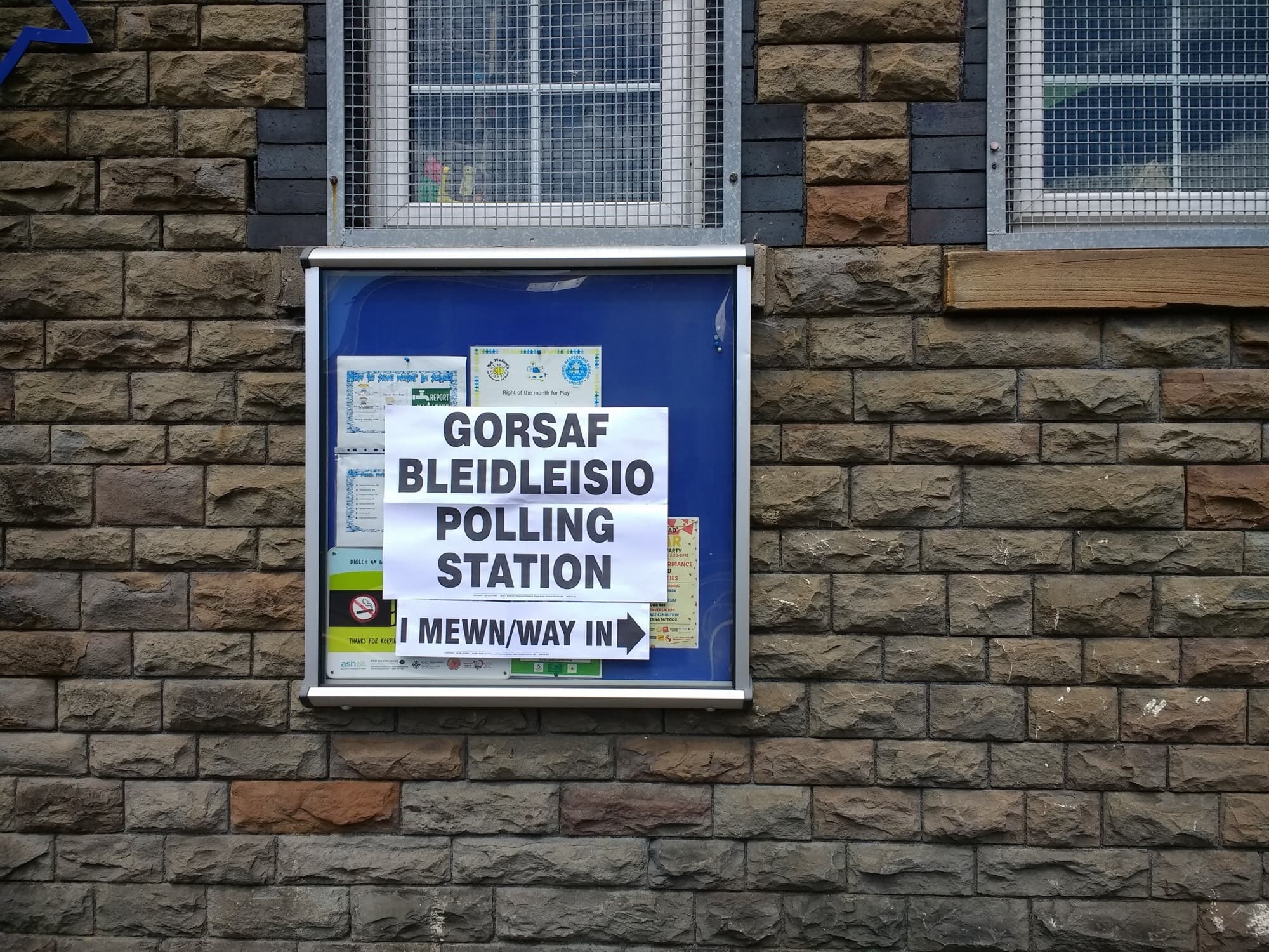 A polling station sign outside a British polling place